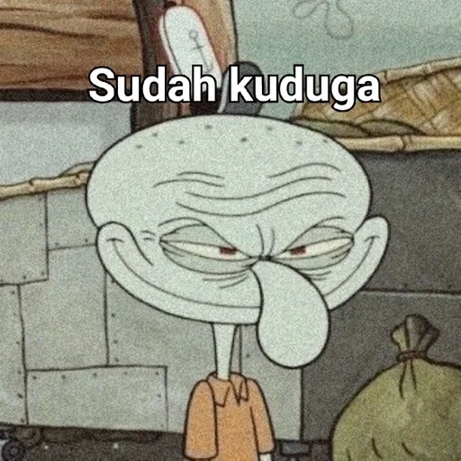 meme squidward, si jahat squidward, swidward yang membosankan, emosi squidward, squidward tersenyum