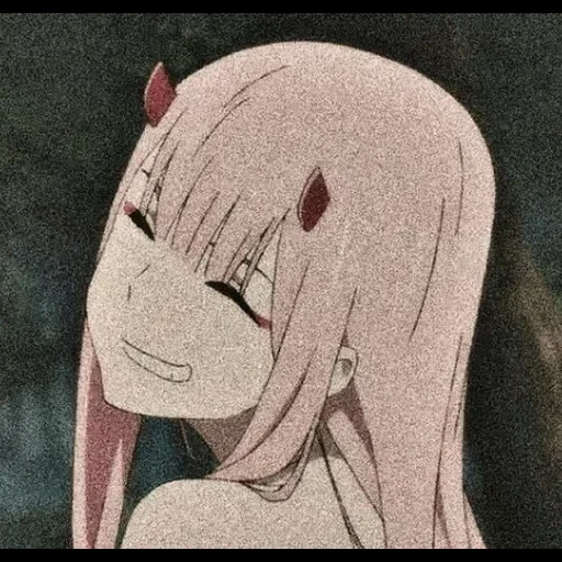 аниме, zero two, zero two x, арт глитч zero two, darling in the franxx zero two