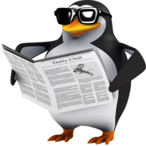 penguin 3 d, pingouin meme, pingouin avec un journal