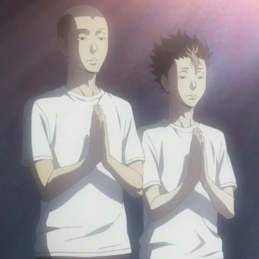 танака и ямамото, рюноскэ и нишиноя, танака и нишиноя, haikyuu персонажи, волейбол нишиноя и танака молятся