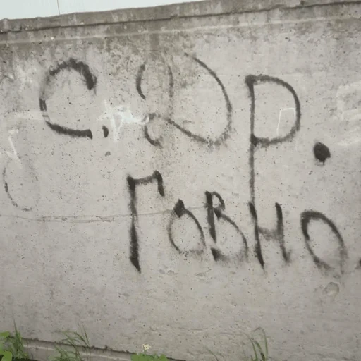 inscrição na parede, inscrição de graffiti, destruição deliberada de inscrições, destruição de graffiti, graffiti quebrado no lado leste