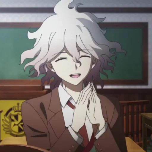 nagito, guangda guangnan, nagito komaeda, baldheaded oda animation, anime danganronpa nagito