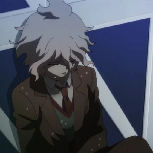 dangan longpa najito, animação careca oda, animação danganronpa nagito, fragmentos desesperados de dananronpa, captura de tela de anime oda nua de dan ganlongpa