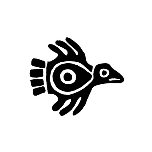 символы майя, этно трафарет, индейские символы, этнические рисунки, птица ацтекский майя символ