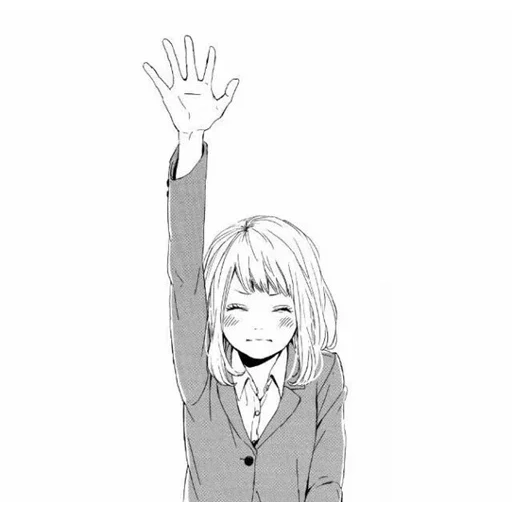 рисунок, аниме улыбка манга, манга девочка радуется, аниме тян манга улыбается, аниме девушка поднятыми руками
