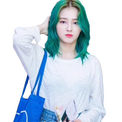 momoland, nancy momoland, asiatische mädchen, koreanisch mit grünem haar, nancy momoland mit grünem haar