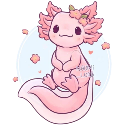 ajolote, axolotl chibi, axolotl kawaii, axolotle es pequeño