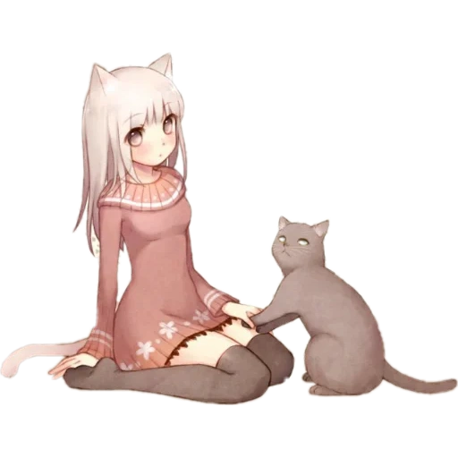 animación neko, animación de campo salvaje, niña de gato anime, animación de gato niña, gato chica de animación