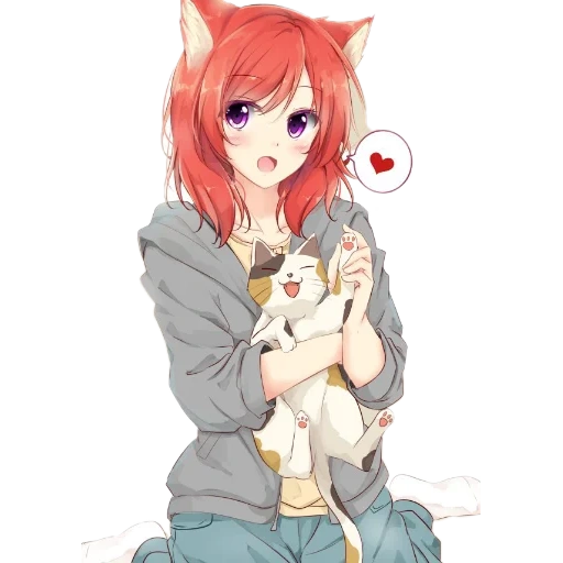 bild, nekan, anime nyashki, anime katzen des mädchens, anime girls cats