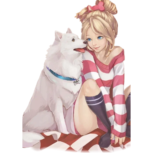 arte para cães, anime do cachorro, big kaibitsa, garota com uma arte de cachorro, garota com uma arte de cachorro