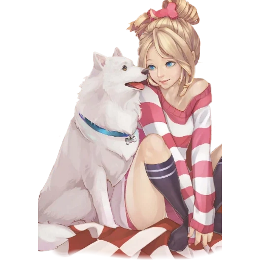 arte del cane, anime del cane, big kaibitsa, ragazza con un'arte del cane, ragazza con un'arte del cane