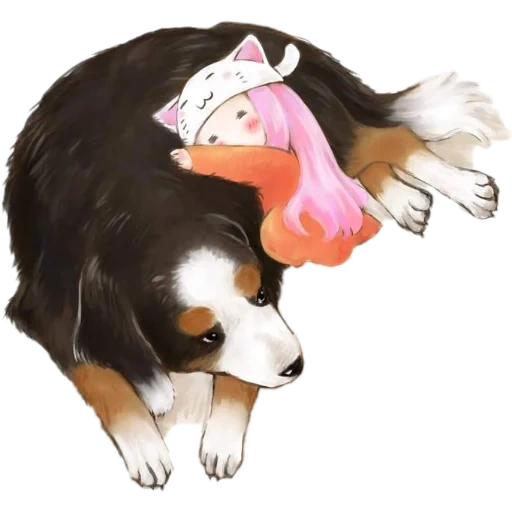 a lovely dog, dog anime, anime dog, beautiful dog art, girl dog animation