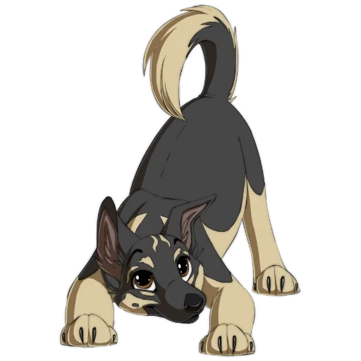 anime puppy, yumei yilai art, anime dog, shepherd dog animation, pet animation