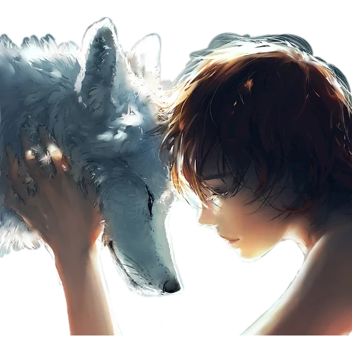 garoto, menina lobo, anime de menino de lobo, arte do lobo da garota, anime guy wolf