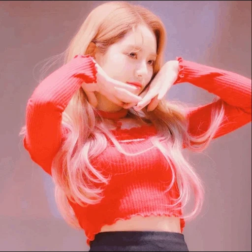 kpop, dos veces, mujer joven, cabello rosado, maquillaje coreano