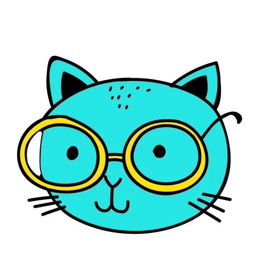 котенок, cool cat наклейка, синий кот messenger