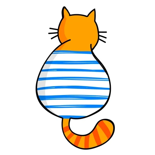cat clipart, cat illustration, striped cat clipart, cat striped coloring