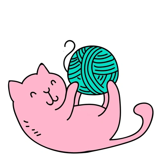 phoques, logo de chat tricoté, croquis d'otaries à fourrure roses