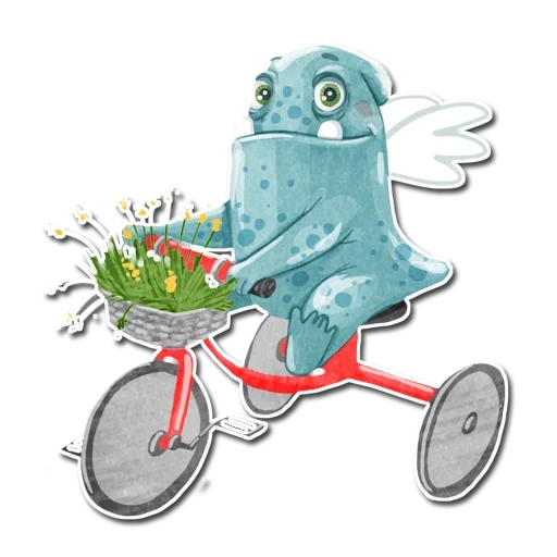 texto, ilustração, fada de bicicleta, cartoon de bicicleta, ilustração de bicicleta