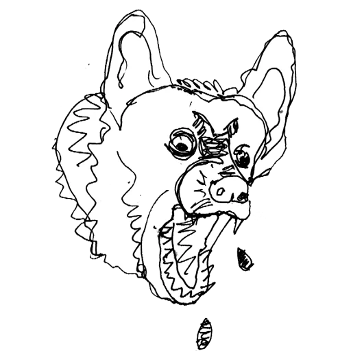 boceto de hiena, jackal un boceto, bocetos de animales, bocetos de dibujos, ych referencia lobo