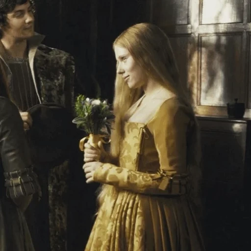 boleyn, lente de película, vestido medieval, otro arte de boling, virgin queen mini drama 2005