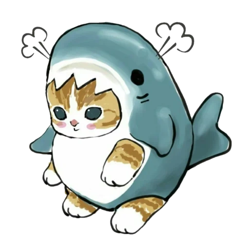 kitty shark, mofu sand cats, drawings of cute animals, animal drawings are cute, animals are cute drawings