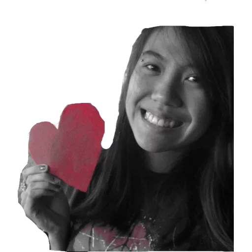 азиат, девушка, валентинка, красное сердце, девушка сердцем