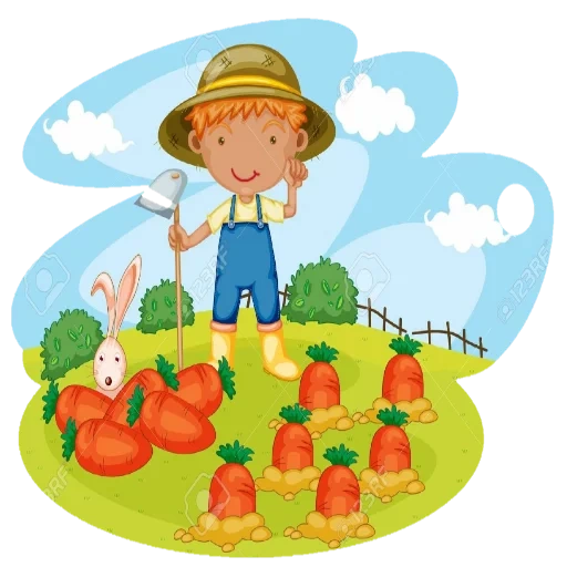 bocah itu adalah peternakan, petani anak laki laki, clipart taman, clipart pertanian anak laki laki, anak anak kartun petani