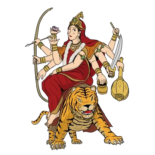 durga, durga, la ragazza, divinità indiane, dea durga su sfondo bianco