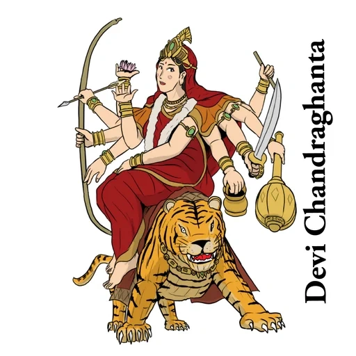 durga, wanita muda, navaratri, chandraghanta devi, dewi durga latar belakang