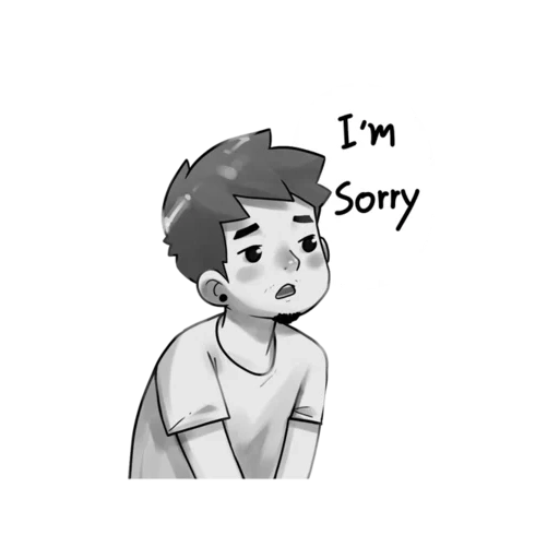 sorry, joven, gente, dibujos de personajes, patrón de animación lindo