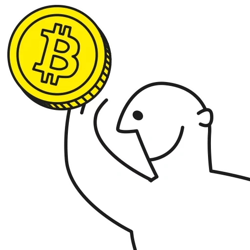 pièce de monnaie, bitcoin, illustration, instructions de l'homme de l'ikea, l'icône de la poignée de main monétaire