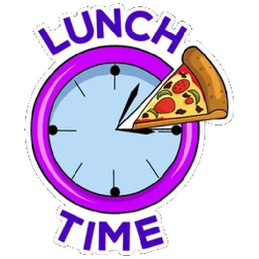 almuerzo, tiempo, era del arte del logotipo, reloj de animación, clase de inglés