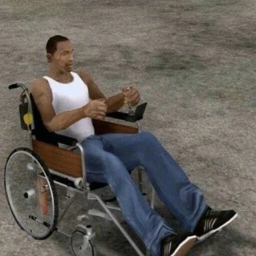 c.j personnes handicapées, fauteuils roulants, cj gta sa fauteuil roulant, fauteuils roulants san andreas gta, fauteuils roulants san andreas gta