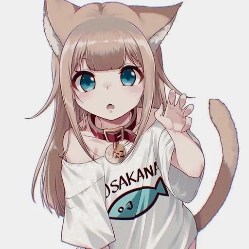 anime neko, gina nako neko, carino anime, kinako neko, anime del gatto della ragazza