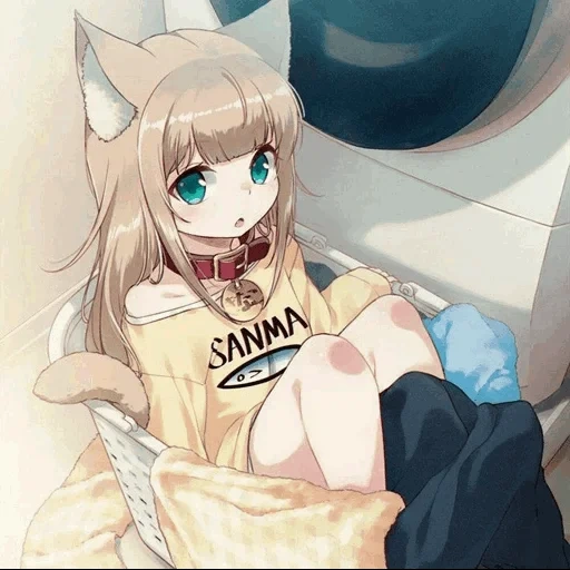 anime beberapa, beberapa seni anime, 40hara shimahara, kucing yang cantik, anime gadis kucing