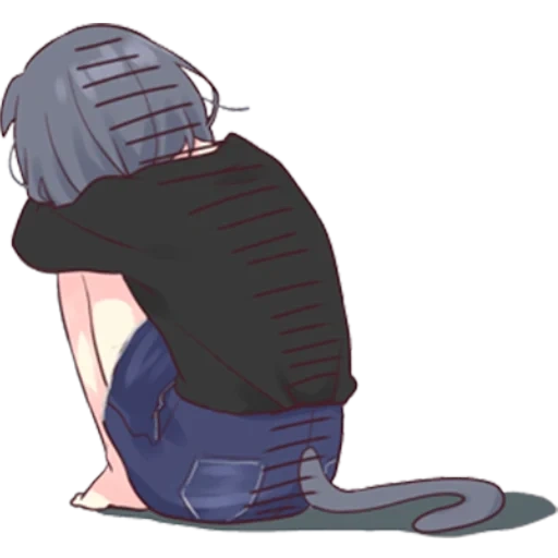 imagen, niña gata, la tristeza del anime
