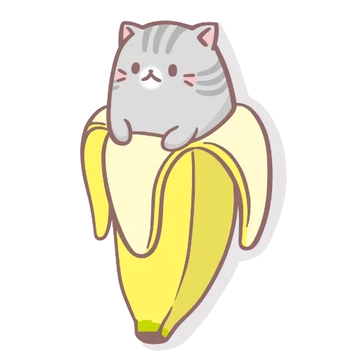 котик в банане, кот банан, бананька bananya, аниме бананька, банановый котик
