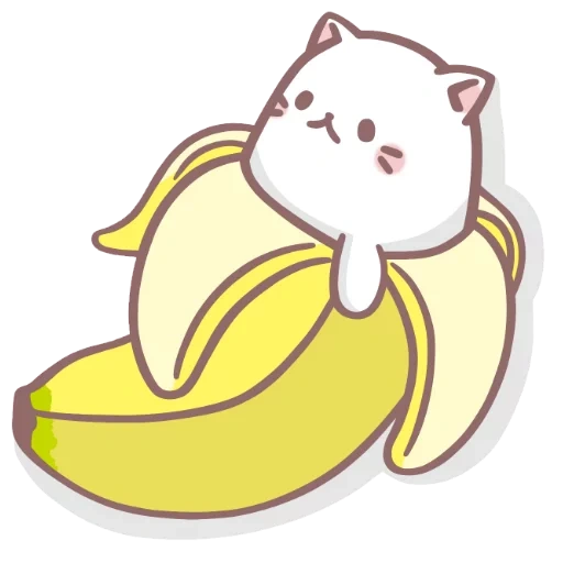 аниме бананька персонажи, каваи кот в банане, бананька котт аниме, кавайный котик в банане, котик в банане