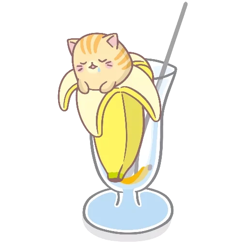кот банан, бананька bananya, животные милые, котик в банане, кошка стикер