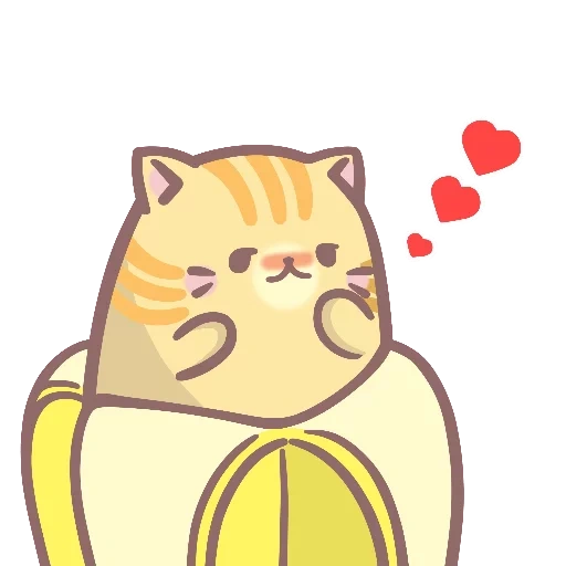 милые рисунки кавай, рисунки кавай, няшный кот бананя, бананька кот, няшный кот