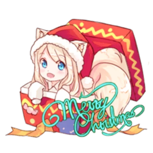 anime, neko santa claus, anime tahun baru, miku christmas chibi, anime neco natal