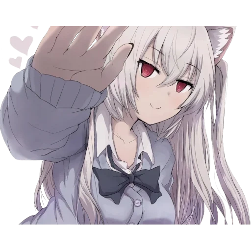 tag, anime neko, chen naizi anime, anime tag karte schatz, sky white hair