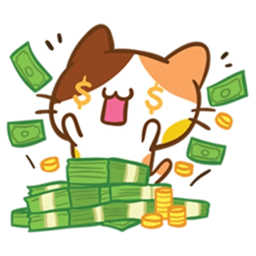 деньги, cat, cat sticker, griddy cat money art