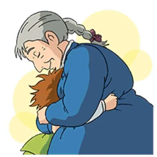 babusia, nonna, le donne, la nonna abbraccia il nipote