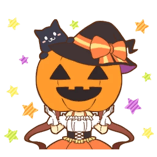 кавайный хэллоуин, милый хэллоуин, хэллоуин мультяшки, телеграм стикеры, sticker halloween