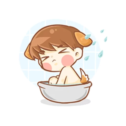 chibi, enfants, chibi bts, stickers douche mignon