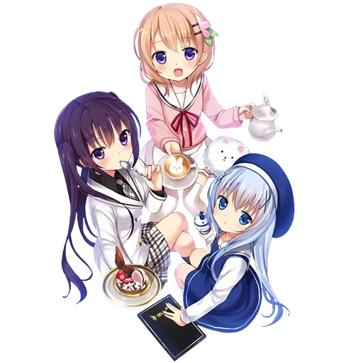 anime, arte de anime, anime girls, anime kawaii, ordenou o coelho gochuumon wa usagi desu ka