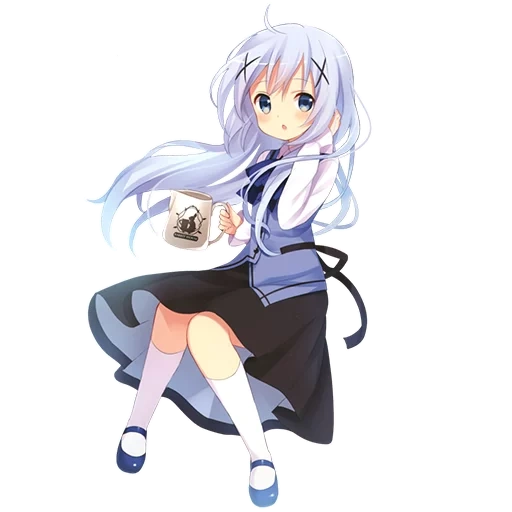 chiano katsuo, kafu chino, cafe rabbit house, anime girl animation, girl cartoon character