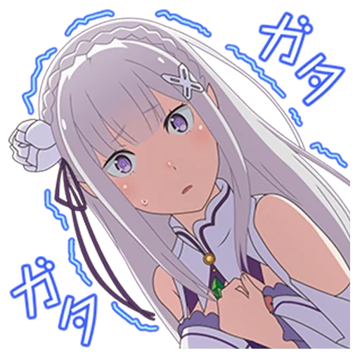 emilia, эмилия, эмилия ре зеро, emilia re zero, наклейки эмилия